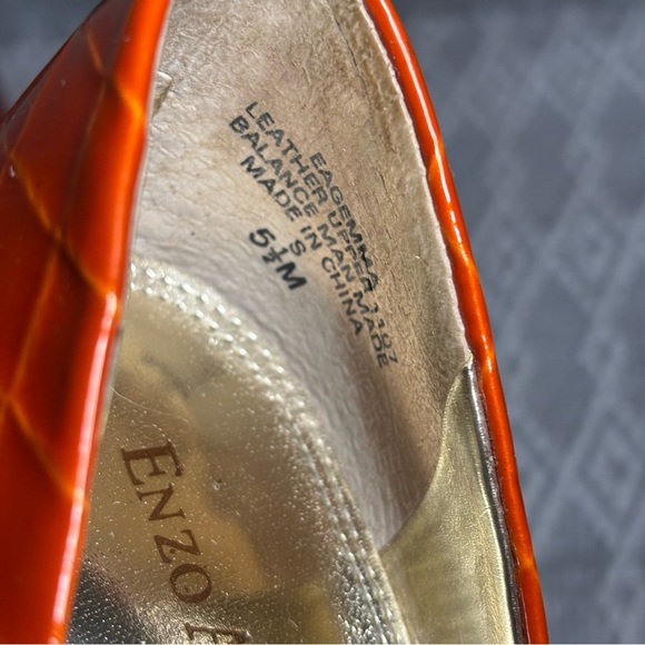Enzo Angiolino’s ‘Eagemma’ Vibrant Orange Diamond Peep Toe Heels - Size 5 1/2 M - Picture 4 of 13